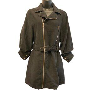 Skyler + Madison  Linen coat-dress full front zip 36Ch 38H 31Long